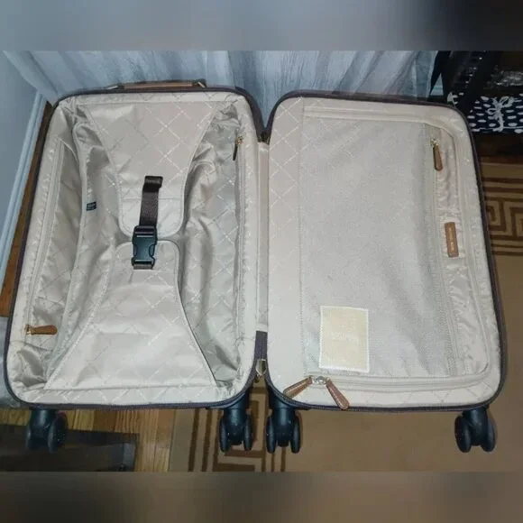 Michael Kors Logo Rolling Travel Trolley Suitcase Carry On Bag - Brown​​ - Picture 12 of 15